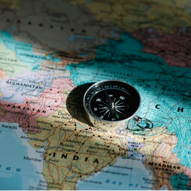 Landkarte mit Kompass